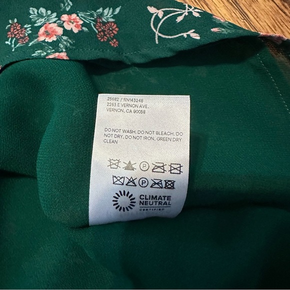 Reformation Juni Green Floral Long Sleeve Mini Lined Dress Size 6 Puff Sleeve - Picture 9 of 12